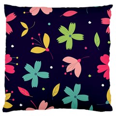 Colorful Floral Large Flano Cushion Case (one Side) by hanggaravicky2