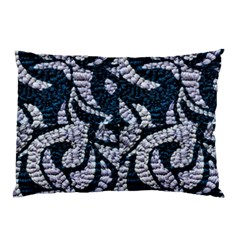Blue On Grey Stitches Pillow Case (two Sides) by kaleidomarblingart