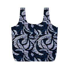 Blue On Grey Stitches Full Print Recycle Bag (m) by kaleidomarblingart