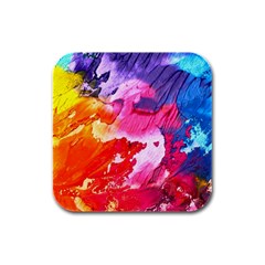 Colorful Painting Rubber Square Coaster (4 Pack) by artworkshop