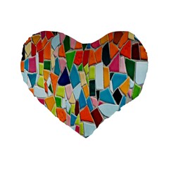 Mosaic Tiles Standard 16  Premium Heart Shape Cushions by artworkshop