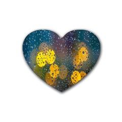 Raindrops Water Rubber Heart Coaster (4 Pack) by artworkshop