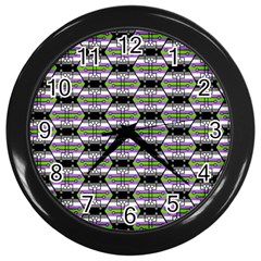 Hackers Town Void Mantis Hexagon Agender Nine 9 Stripe Pride Flag Wall Clock (Black)