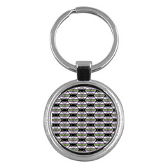 Hackers Town Void Mantis Hexagon Agender Nine 9 Stripe Pride Flag Key Chain (Round)