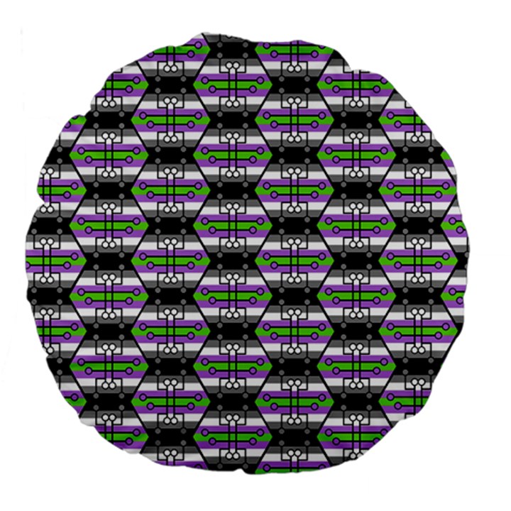 Hackers Town Void Mantis Hexagon Agender Nine 9 Stripe Pride Flag Large 18  Premium Round Cushions