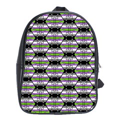 Hackers Town Void Mantis Hexagon Agender Nine 9 Stripe Pride Flag School Bag (XL)