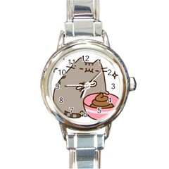 Cat Kitten Round Italian Charm Watch