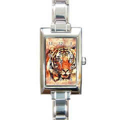 Tiger-portrait-art-abstract Rectangle Italian Charm Watch