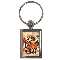 Tiger-portrait-art-abstract Key Chain (rectangle)