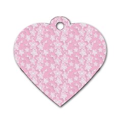 Pink-floral-background Dog Tag Heart (one Side)