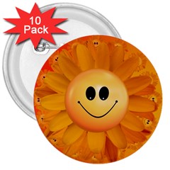 Sun-sunflower-joy-smile-summer 3  Buttons (10 Pack) 