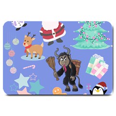 Blue Krampus Christmas Large Doormat  by InPlainSightStyle