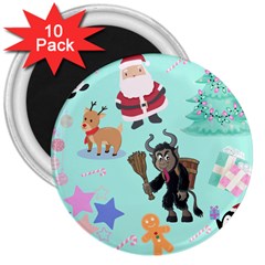 Green Krampus Christmas 3  Magnets (10 Pack)  by InPlainSightStyle