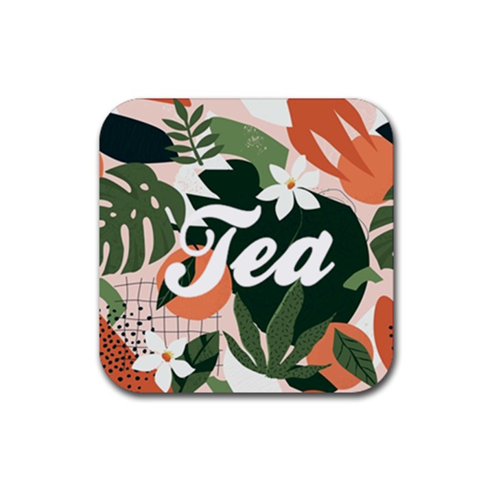 tropical polka plants 2 Drink Coaster (Square)