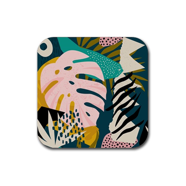 tropical polka plants 6 Drink Coaster (Square)