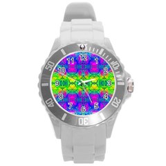 Color Me Happy Round Plastic Sport Watch (l) by Thespacecampers