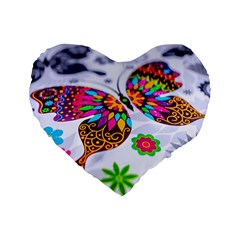 Butterfly-b 001 Standard 16  Premium Heart Shape Cushions by nate14shop