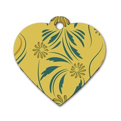 Folk Flowers Print Floral Pattern Ethnic Art Dog Tag Heart (two Sides) by Eskimos