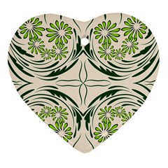 Folk Flowers Print Floral Pattern Ethnic Art Heart Ornament (two Sides) by Eskimos