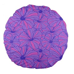 Flower-b 001 Large 18  Premium Flano Round Cushions by nate14shop