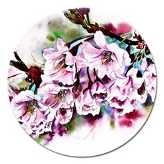 Watercolour-cherry-blossoms Magnet 5  (round)