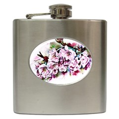 Watercolour-cherry-blossoms Hip Flask (6 Oz) by Jancukart