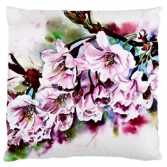 Watercolour-cherry-blossoms Large Flano Cushion Case (Two Sides)