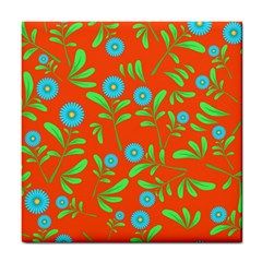 Background-texture-seamless-flowers Tile Coaster