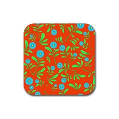 Background-texture-seamless-flowers Rubber Coaster (square)