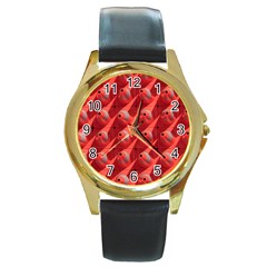 Sculpture-art-traffic-cones-plastic Round Gold Metal Watch