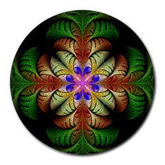 Fractal-abstract-flower-floral- -- Round Mousepads