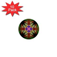 Fractal-abstract-flower-floral- -- 1  Mini Magnet (10 Pack) 