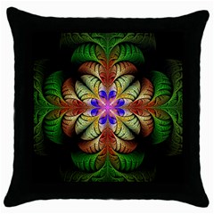 Fractal-abstract-flower-floral- -- Throw Pillow Case (black)