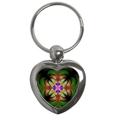 Fractal-abstract-flower-floral- -- Key Chain (heart) by Wegoenart