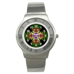 Fractal-abstract-flower-floral- -- Stainless Steel Watch
