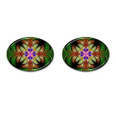 Fractal-abstract-flower-floral- -- Cufflinks (oval)