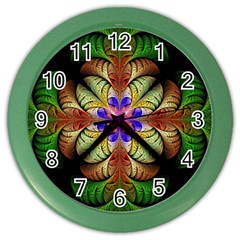 Fractal-abstract-flower-floral- -- Color Wall Clock