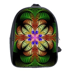 Fractal-abstract-flower-floral- -- School Bag (large)