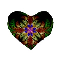 Fractal-abstract-flower-floral- -- Standard 16  Premium Heart Shape Cushions