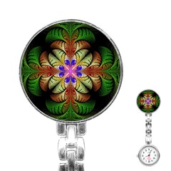 Fractal-abstract-flower-floral- -- Stainless Steel Nurses Watch