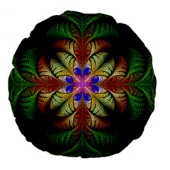 Fractal-abstract-flower-floral- -- Large 18  Premium Flano Round Cushions