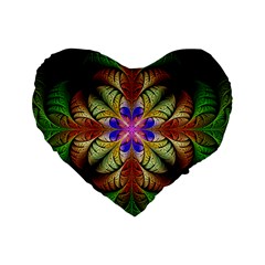 Fractal-abstract-flower-floral- -- Standard 16  Premium Flano Heart Shape Cushions
