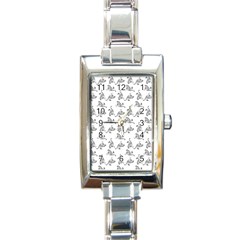 Robot Dog Drawing Motif Pattern Rectangle Italian Charm Watch by dflcprintsclothing