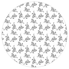 Robot Dog Drawing Motif Pattern Round Trivet by dflcprintsclothing