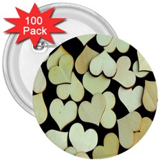 Heart-003 3  Buttons (100 Pack) 