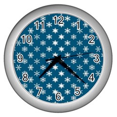 Snowflakes 001 Wall Clock (silver) by nate14shop