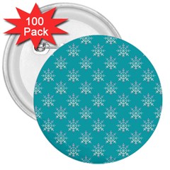 Snowflakes 002 3  Buttons (100 Pack) 