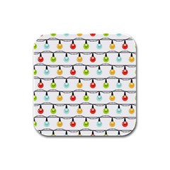 Christmas-light-bulbs-seamless-pattern-colorful-xmas-garland Rubber Square Coaster (4 Pack) by nate14shop