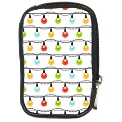 Christmas-light-bulbs-seamless-pattern-colorful-xmas-garland Compact Camera Leather Case by nate14shop