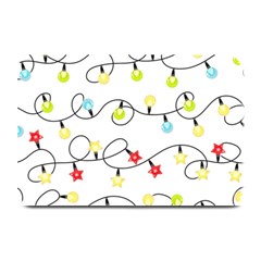 Christmas-light-bulbs-seamless-pattern-colorful-xmas-garland,white Plate Mats by nate14shop